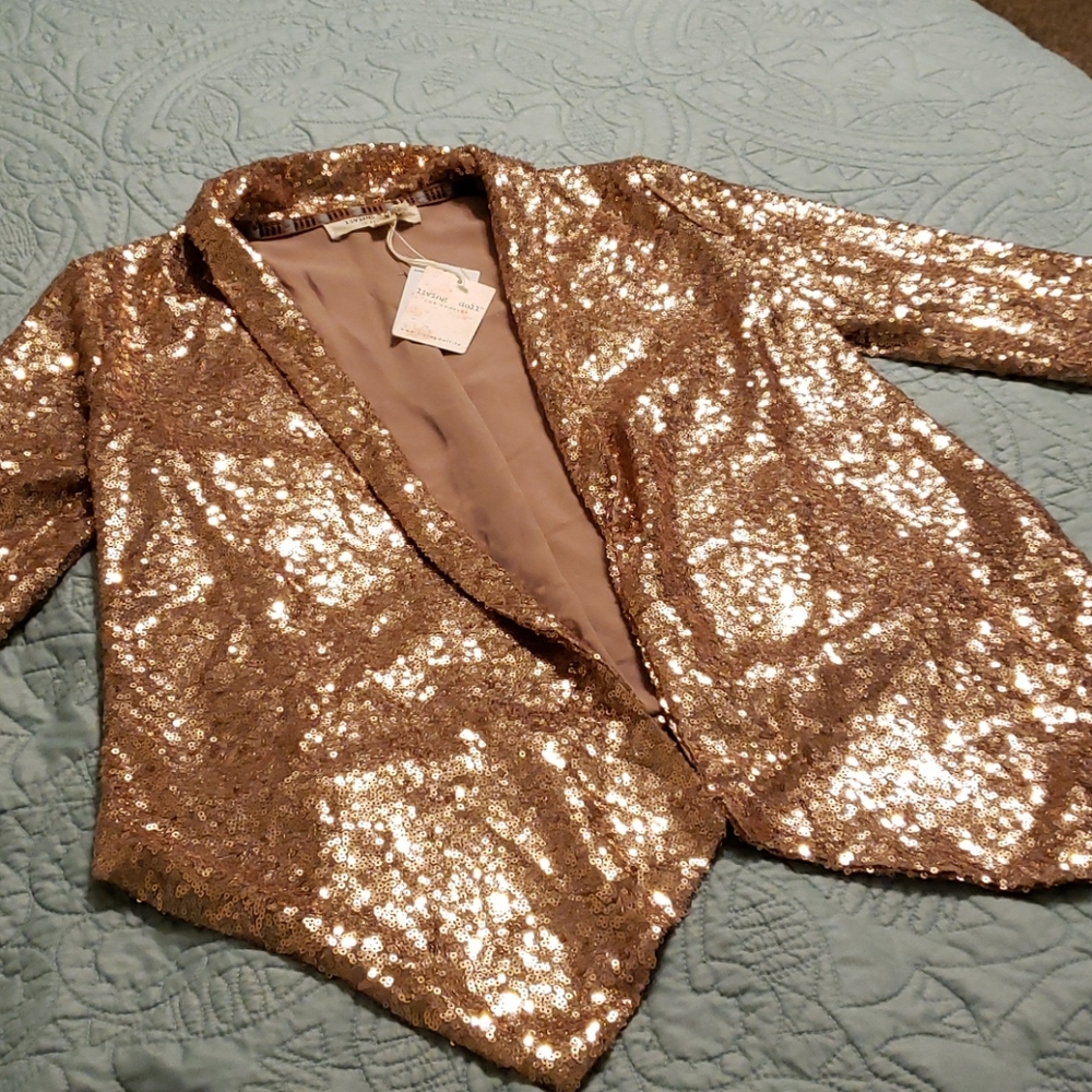 living doll Gold Sequin Blazer Jacket